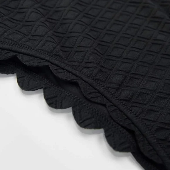 NWT The Cupshe Black Knotted Scalloped One Piece Swimsuit Small - Picture 9 of 12